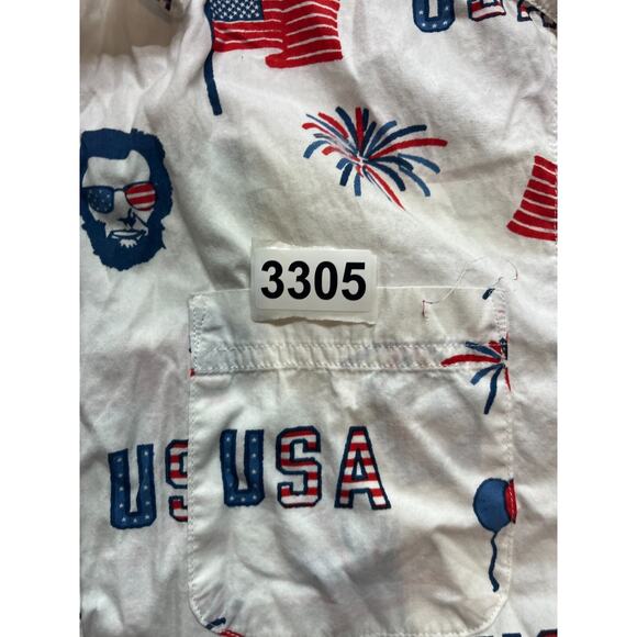 Mad Engine Patriotic Flag Men’s Small‎ Button-Down Short-Sleeve Shirt - Picture 4 of 4